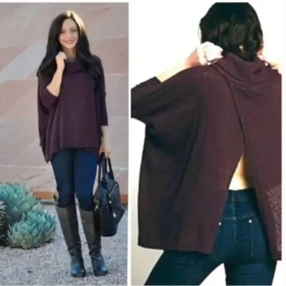 Free People NEW Juicy Long Sleeve Thermal Top Size S Burgundy Waffle Blouse $88